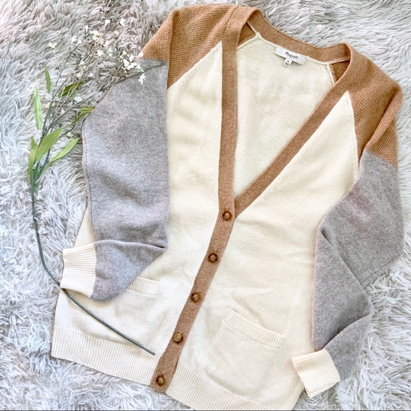 Madewell Sweaters - Madewell Color Blocked Wool Journal Cardigan